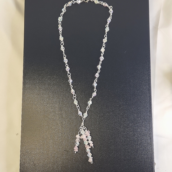 Handcrafted Vintage Style Statement Necklace With Rose Quartz Chips, Re imagined - Picture 4 of 6